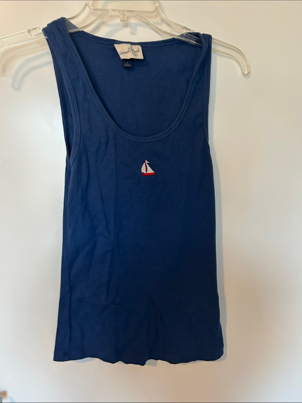 Vineyard Vines Navy Scoop Neck Tank with Embroidered Sailboat